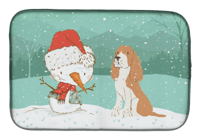 English Springer Spaniel - Red and Snowman Dish Drying Mat