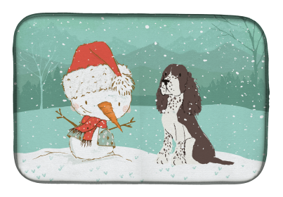 English Springer Spaniel - Brown and Snowman Dish Drying Mat