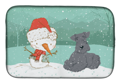 Lakeland Terrier and Snowman Dish Drying Mat