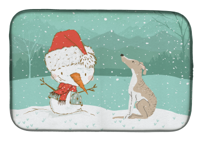 Whippet and Snowman Dish Drying Mat