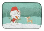 Chihuahua - Brown and Snowman Dish Drying Mat