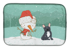 French Bulldog - Black 1 and Snowman Dish Drying Mat
