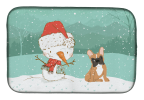French Bulldog - Fawn 1 and Snowman Dish Drying Mat