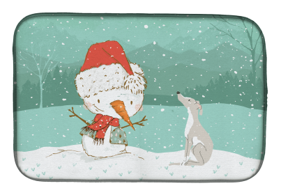Italian Greyhound 1 and Snowman Dish Drying Mat