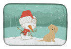 Maltese - Brown and Snowman Dish Drying Mat
