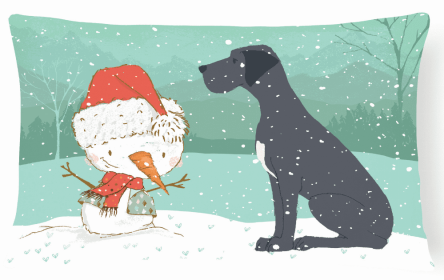 Great Dane - Black - Snowman Decorative Pillow