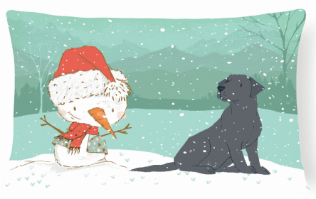 Labrador Retriever - Black - Snowman Decorative Pillow