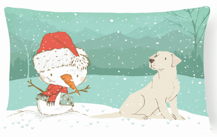 Labrador Retriever - Yellow - Snowman Decorative Pillow