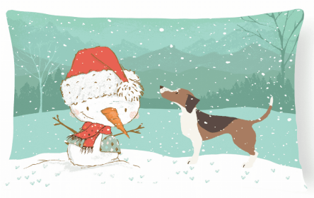 Beagle Snowman Decorative Pillow