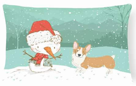 Corgi - Red - Pembroke - Snowman Decorative Pillow