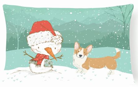 Corgi - Cardigan - Red - Snowman Decorative Pillow