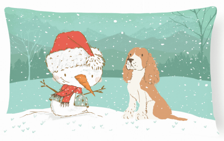 English Springer Spaniel - Red - Snowman Decorative Pillow