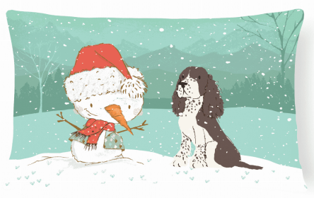 English Springer Spaniel - Brown - Snowman Decorative Pillow