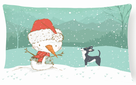 Chihuahua - Black - Snowman Decorative Pillow