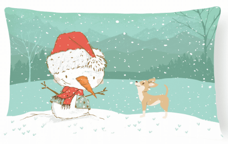 Chihuahua - Brown - Snowman Decorative Pillow