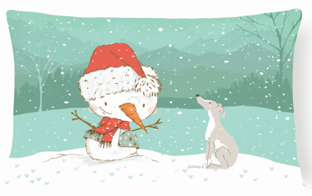 Italian Greyhound Snowman Decorative Pillow