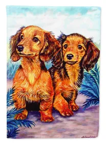 Dachshund 1 - Longhair - Red - Two Peas - Artwork House Flag