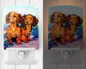 Dachshund "Two Peas" - Longhair - Red - Ceramic Nightlight
