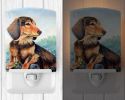 Dachshund - Longhair - Chocolate and Cream - Ceramic Nightlight