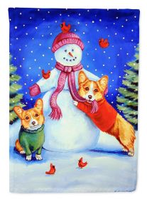 Corgi 1 with Snowman Artwork House Flag