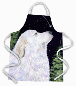 Great Pyrenees 2 Starry Night Apron