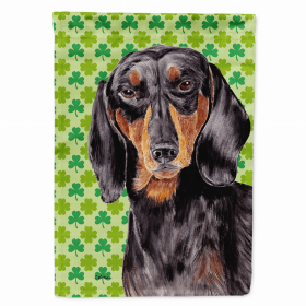 Dachshund #4 St. Patrick's Day Shamrock Portrait Garden Flag