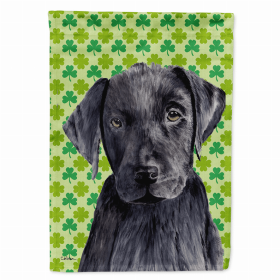 Labrador Retriever - Black - St. Patrick's Day Shamrock Portrait Garden Flag