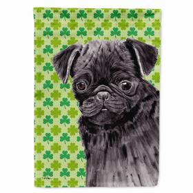 Pug #2 St. Patrick's Day Shamrock Portrait Garden Flag