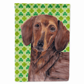 Dachshund #5 St. Patrick's Day Shamrock Portrait Garden Flag