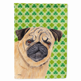 Pug #3 St. Patrick's Day Shamrock Portrait Garden Flag