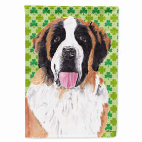 Saint Bernard St. Patrick's Day Shamrock Portrait Garden Flag
