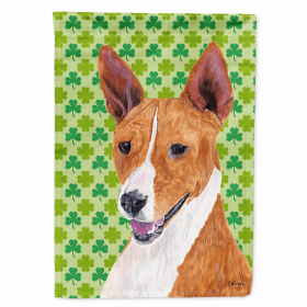 Basenji St. Patrick's Day Shamrock Portrait Garden Flag