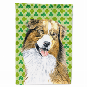 Australian Shepherd #2 St. Patrick's Day Shamrock Portrait Garden Flag