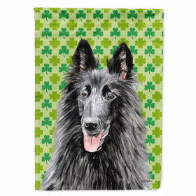 Belgian Sheepdog St. Patrick's Day Shamrock Portrait Garden Flag
