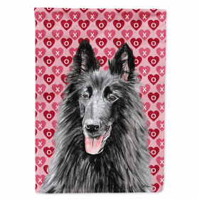 Belgian Sheepdog Hearts Love and Valentine's Day Portrait Garden Flag