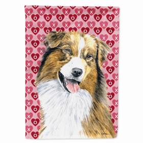 Australian Shepherd #2 Hearts Love and Valentine's Day Portrait Garden Flag