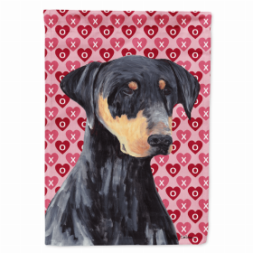 Doberman Hearts Love and Valentine's Day Portrait Garden Flag