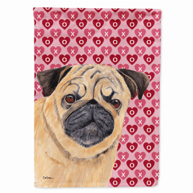Pug #2 Hearts Love and Valentine's Day Portrait Garden Flag