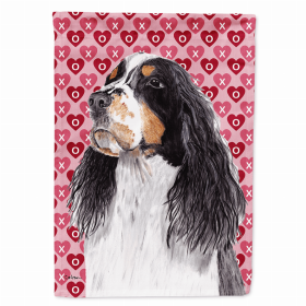 Springer Spaniel 1 Hearts Love and Valentine's Day Portrait Garden Flag