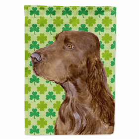 Field Spaniel St. Patrick's Day Shamrock Portrait Garden Flag