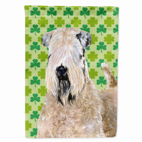 Soft Coated Wheaten Terrier St. Patrick's Day Shamrock Portrait Garden Flag
