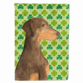 Doberman #3 St. Patrick's Day Shamrock Portrait Garden Flag