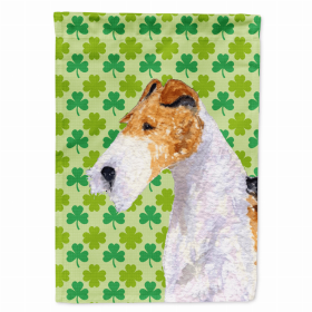 Wire Fox Terrier #2 St. Patrick's Day Shamrock Portrait Garden Flag