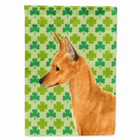 Min Pin St. Patrick's Day Shamrock Portrait Garden Flag