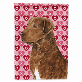 Chesapeake Bay Retriever Hearts Love and Valentine's Day Portrait Garden Flag