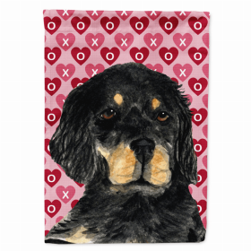 Gordon Setter Hearts Love and Valentine's Day Portrait Garden Flag