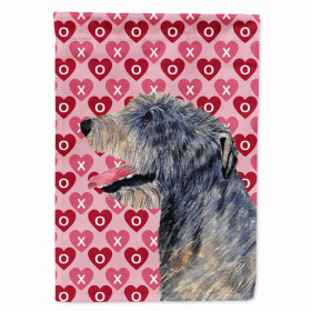 Irish Wolfhound Hearts Love and Valentine's Day Portrait Garden Flag