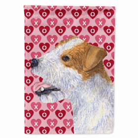 Jack Russell Terrier #2 Hearts Love and Valentine's Day Portrait Garden Flag