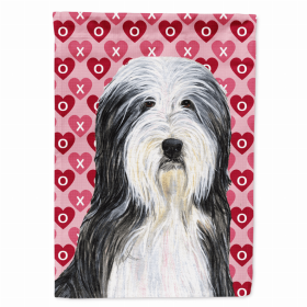 Bearded Collie #2 Hearts Love and Valentine's Day Portrait Garden Flag