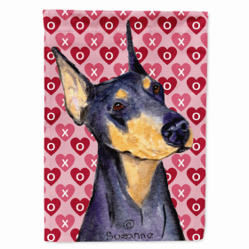 Doberman #4 Hearts Love and Valentine's Day Portrait Garden Flag